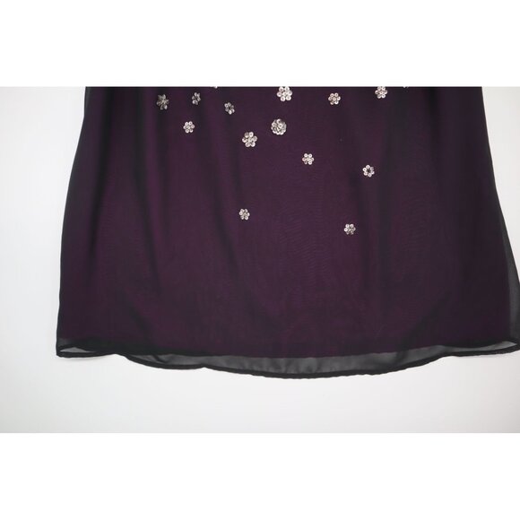 Lane Bryant Womens Plus Size 18 Purple Sleeveless Embellished Chiffon Overlay To - Picture 6 of 11